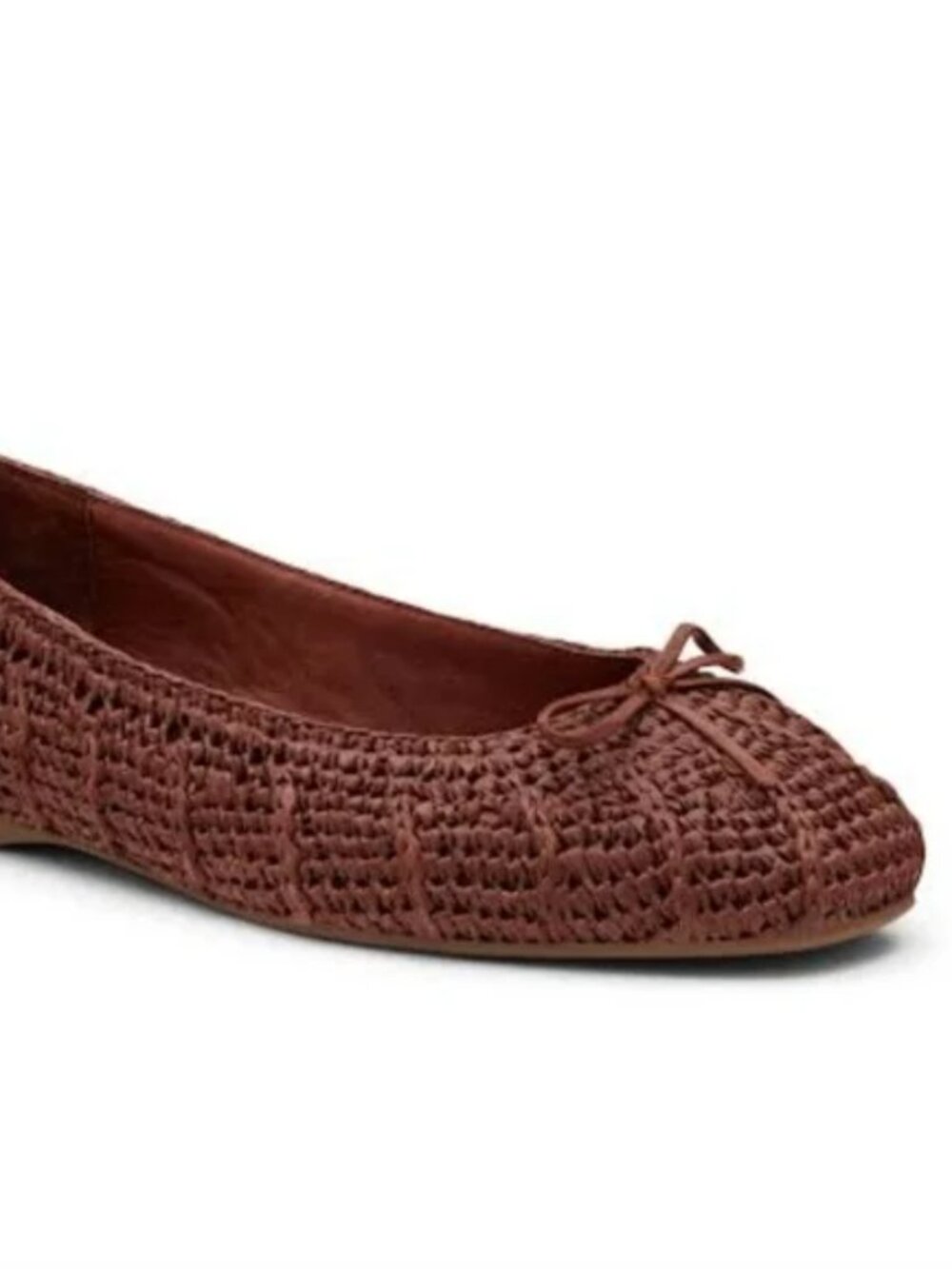 Birdies The Hummingbird Woven Bow Flats in Walnut Raffia Color Size 8 - Picture 4 of 13
